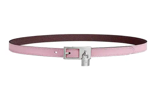 HERMES Calfskin Leather Belts Women's Pink Width 1.5cm