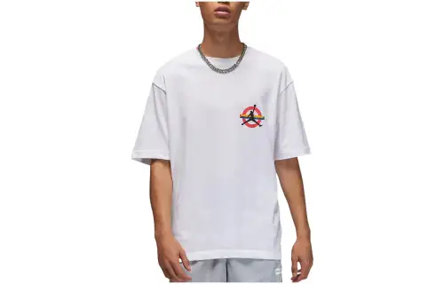 Jordan T Shirts Men's White Crew Neck Moderate Straight Fit