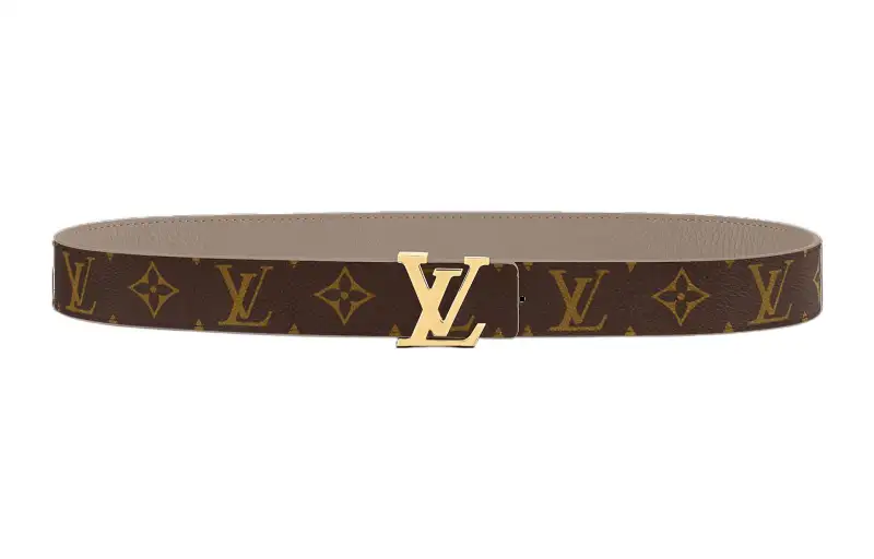 LOUIS VUITTON Initiales Leather, Canvas Leather Belts Women's Brown/Umber Width 3cm