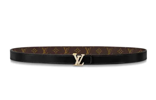 LOUIS VUITTON Cow Leather Belts Women's Black/Brown Width 2cm