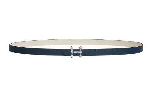 HERMES Cow Leather Belts Women's Navy/Chalk White Width 1.3cm