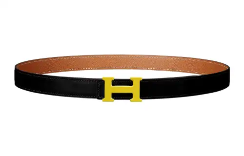 HERMES Cow Leather Belts Women's Black Width 2.4cm