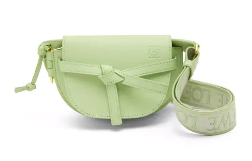 LOEWE Gate Soft Cow Leather Jacquard Shoulder Bag, Crossbody Bag Mini Women's Light Green