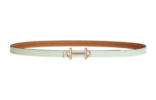 HERMES Gamma Calfskin Leather Belts Women's Green Width 1.3cm