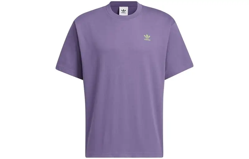 Adidas Originals T Shirts Men's Purple Crew Neck Thin Straight Fit