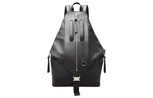 LOEWE Cow Leather With Textile Backpack Men's Black