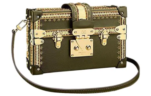 LOUIS VUITTON PETITE MALLE Calfskin Box Bag, Handheld Handbag, Shoulder Bag, Crossbody Bag Unisex Green
