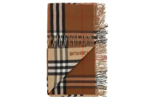 Burberry Checked Frayed-Hem Scarf