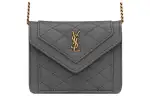 SAINT LAURENT GABY Sheepskin Shoulder Bag, Crossbody Bag Extra Mini Women's Dark Gray