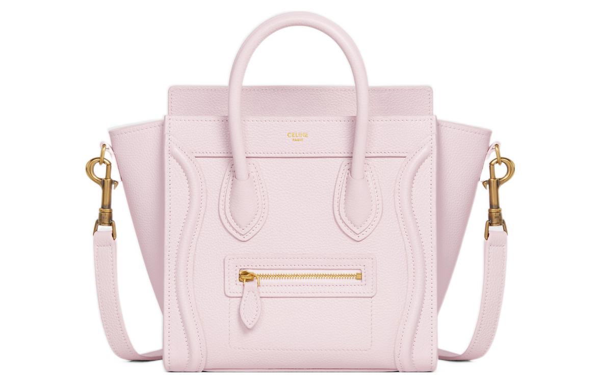 CELINE Luggage Detachable Strap Drum Surface Calfskin Smiley Face Bag, Shoulder Bag, Crossbody Bag, Handbag Extra Mini