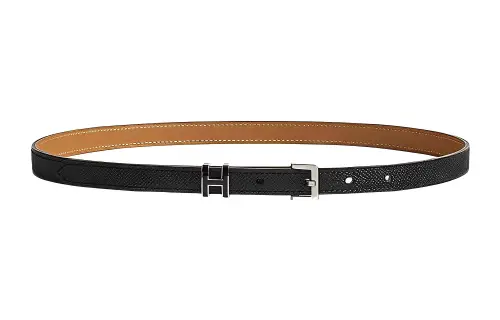 HERMES POP H Cow Leather Belts Women's Black Width 1.5cm