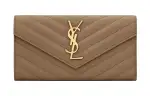 SAINT LAURENT Cassandre Cow Leather Wallet Large Women's Taupe