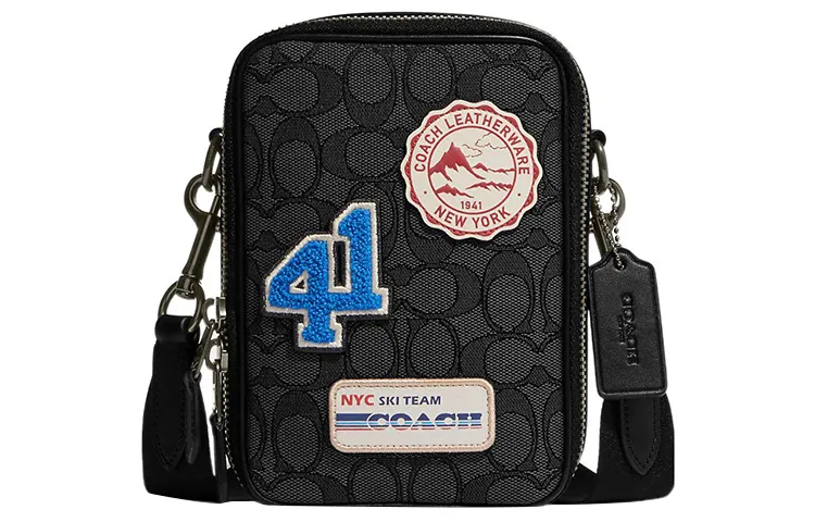 COACH Stanton Fabric With Leather Shoulder Bag, Crossbody Bag Mini Women's Black