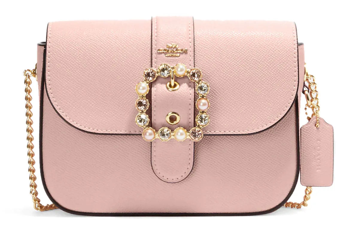 COACH Gemma Cross Grain Leather Shoulder Bag, Crossbody Bag Small Women's Pink