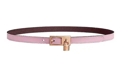 HERMES Lucky Cow Leather Belts Women's Mallow Purple/Saddle Red Width 1.5cm