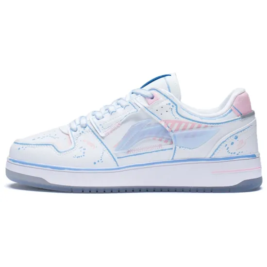 LINING Tianji Skateboard Shoes Women's Low-Top Standard White/Light Pink