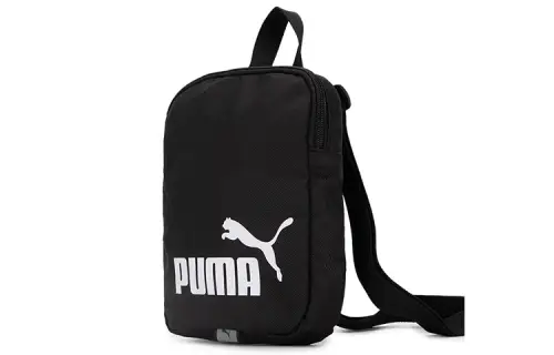 PUMA Fabric Shoulder Bag, Crossbody Bag With Cell Phone Pouch Small Unisex Black