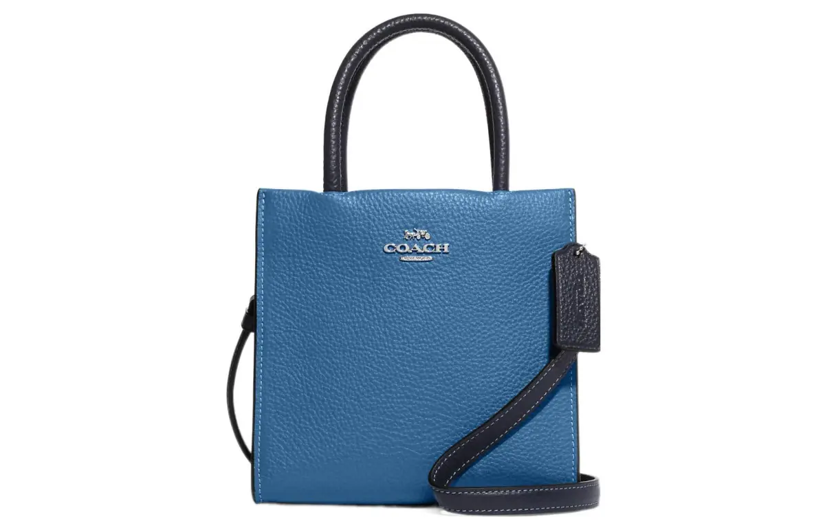 COACH Cally Refined Pebbled Leather Handbag, Shoulder Bag, Crossbody Bag Mini Women's Blue