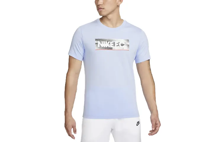 Nike T Shirts Men's Blue Crew Neck Moderate Straight Fit