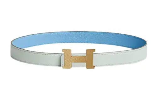 HERMES Constance Cow Leather Belts Women's Blue Width 2.4cm