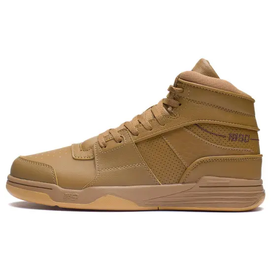 LiNing Wave Anti Slip Wear Resistant High Top Skateboard Shoes Men's Brown