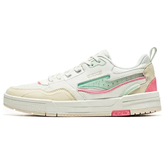 Erke Chao Yang Skateboard Shoes Women's Low-Top Microcrystalline White/Explosion Pink