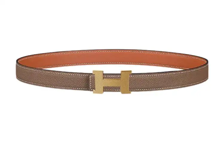 HERMES Mini Constance Cow Leather Belts Women's Brown 2.4cm