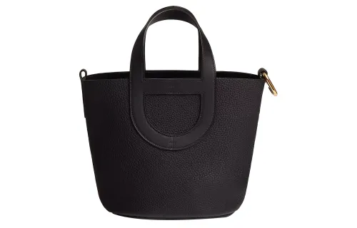 HERMES In The Loop Taurillon Clemence Bullhide With Swift Leather Bucket Bag Handbag Women's Black