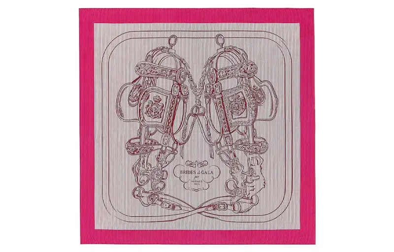 HERMES FINESSE Silk Scarf Women's Rose Red