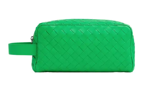Bottega Veneta Cow Leather Clutch Travel Bag Men's Parrot Green