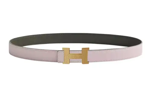 HERMES Cow Leather Belts Women's Light Purple/Gray Green Width 2.4cm