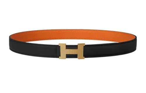 HERMES Constance Cow Leather Belts Women's Black Width 2.4cm