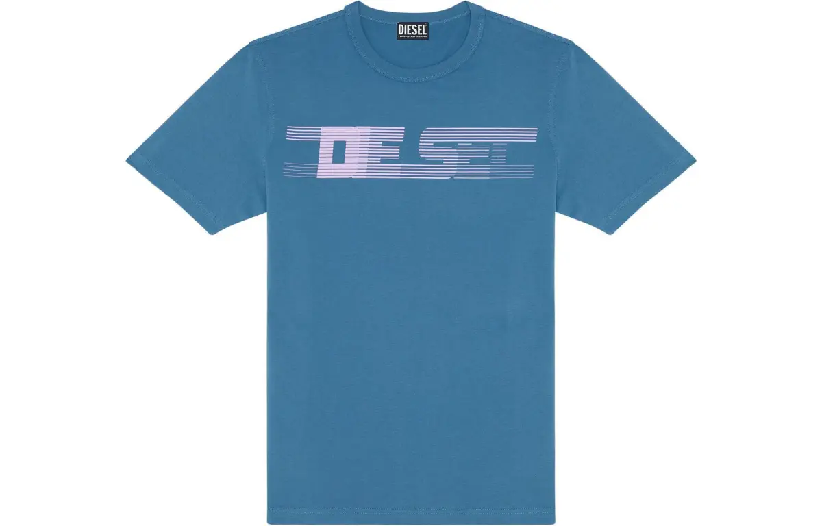 DIESEL T-Shirts Men's Blue Crew Neck Thin Straight Fit