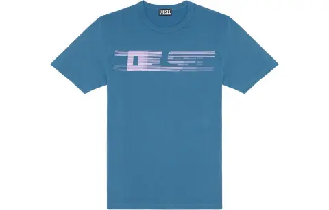 DIESEL T-Shirts Men's Blue Crew Neck Thin Straight Fit