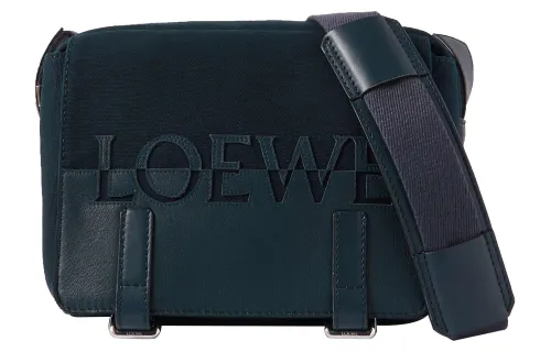LOEWE Fabric With Cow Leather Messenger Bag, Shoulder Bag, Crossbody Bag Mini Men's Marine Blue