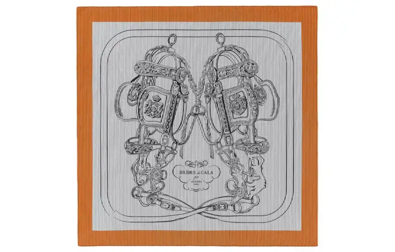 HERMES FINESSE Silk Scarf Women's Orange
