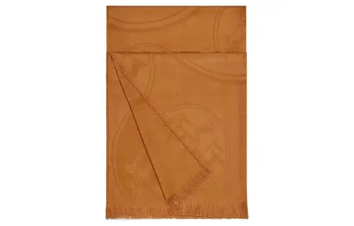 HERMES Knit Scarf Women's Gold/Brown