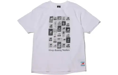 New Balance T Shirts Men's White Crew Neck Thin Straight Fit