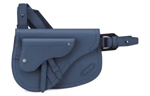 DIOR Saddle Grained Calfskin Saddle Bag, Shoulder Bag, Crossbody Bag, Fanny Pack, Sling Bag Men's Gray Blue