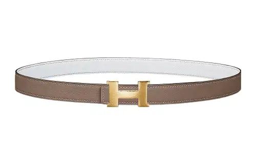 HERMES Mini Constance Cow Leather Belts Women's Brown Width 2.4cm