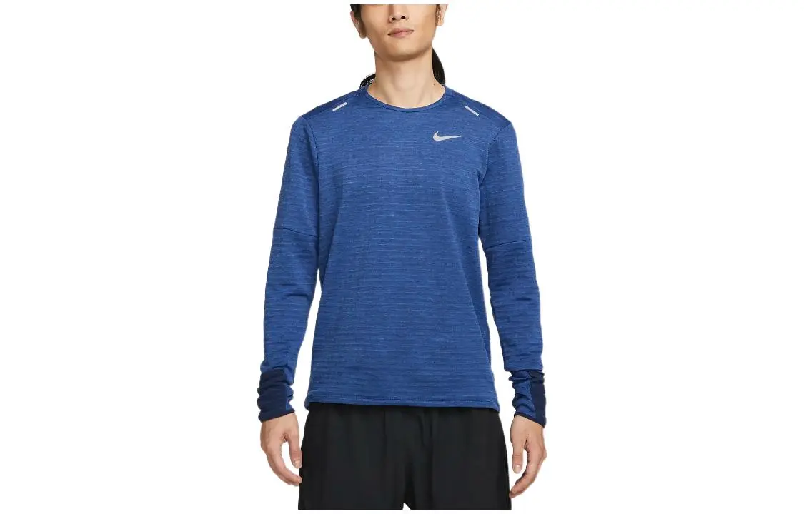 Nike T-Shirts Men's Blue Crew Neck Moderate Straight Fit