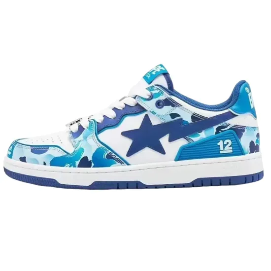 A BATHING APE Sk8 Sta 12 Leather Low 'White Blue'