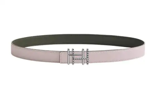 HERMES H Au Carre Cow Leather Belts Women's Light Purple Width 2.4cm