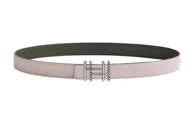 HERMES H Au Carre Cow Leather Belts Women's Light Purple Width 2.4cm