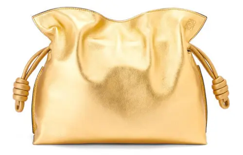 LOEWE Flamenco Patent Leather With Cow Leather Shoulder Bag, Crossbody Bag, Clutch Women's Gold
