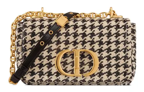 DIOR Caro Bead Ornament Houndstooth Pattern Embroidery Crossbody Bag, Shoulder Bag Small Women's Black/Beige