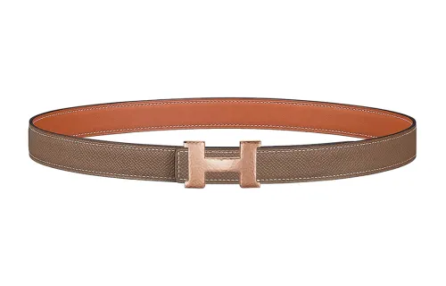 HERMES Mini Constance Cow Leather Belts Women's Brown Width 2.4cm