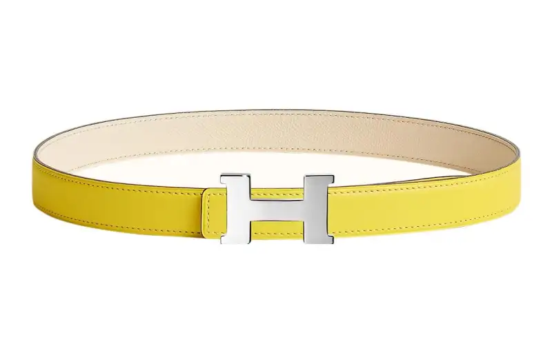 HERMES Mini Constance Cow Leather Belts Women's Yellow Width 2.4cm