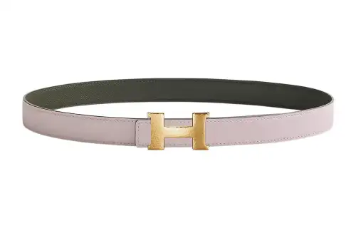 HERMES Mini Constance Cow Leather Belts Women's Pink Width 2.4cm