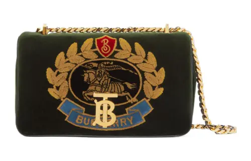 Burberry Lola Bag Cotton With Calfskin Crossbody Bag, Shoulder Bag Women's Green